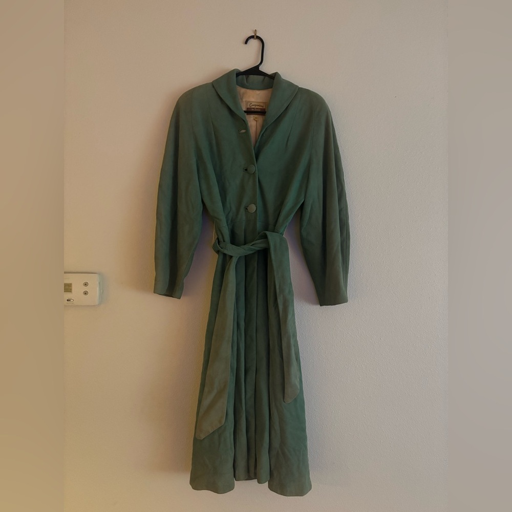 Vintage 1940s Companions in Suede of Davidson by California Green Overcoat